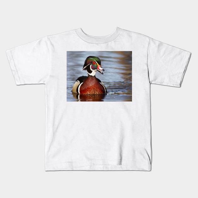 Wood Duck laugh Kids T-Shirt by Jim Cumming